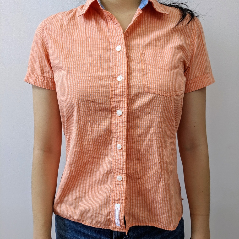 Tommy Hilfiger Orange Short-Sleeve Button-Up